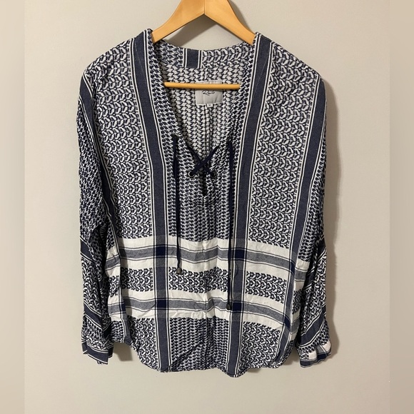 Rails x Anthropologie Lily Sapphire Jacquard Blue Baja Top Medium - Picture 2 of 8